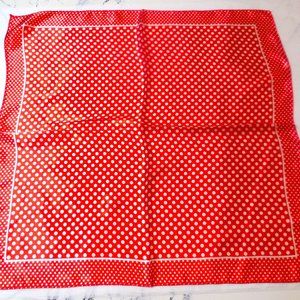 Scarf 19" x 19" Square Satin red polka dot print neckerchief retro
